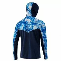 Apparel Huk Icon X Hooded LS Shirt Mossy Oak Blue Shark