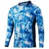 Apparel Huk Icon X Hooded LS Shirt Mossy Oak Blue Shark