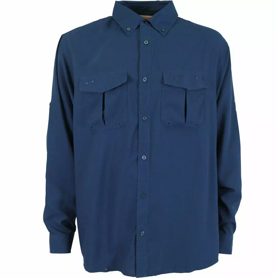 Aftco Rangle Vented Long Sleeve Shirt - Navy Blue 3 Aftco Rangle Vented Long Sleeve Shirt - Navy Blue