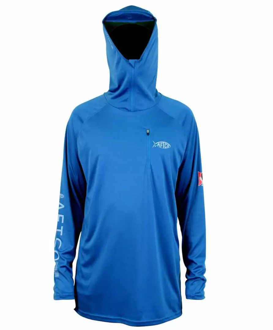 Aftco Jason Christine Hooded LS Performance Shirt - Nautical Blue 3 Aftco Jason Christine Hooded LS Performance Shirt - Nautical Blue