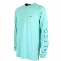 Aftco Samurai LS Sun Protection Shirt - Bahama Heather